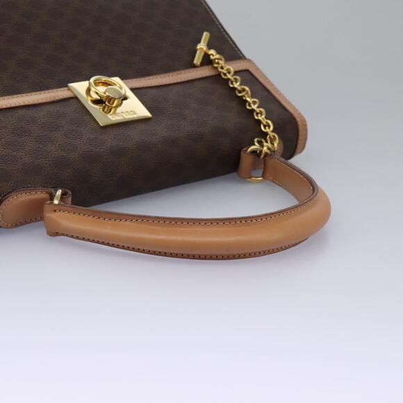 CELINE Macadam Canvas Hand Bag Pvc Leather Brown Gold - Picture 7 of 13